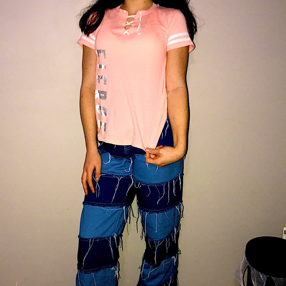 Pink lace up fierce shirt